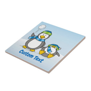 Snowballing penguins tile