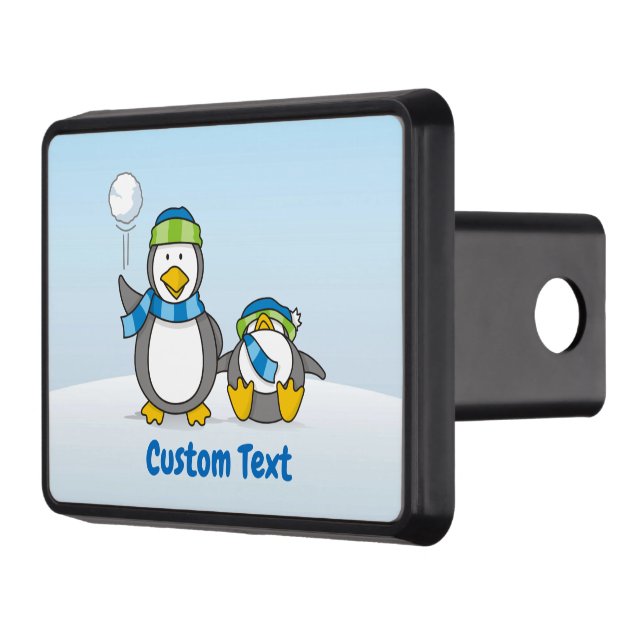 Snowballing Penguins Trailer Hitch Cover (Left)