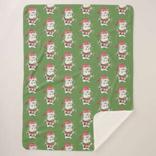 Snowbell and the Christmas light Sherpa blanket