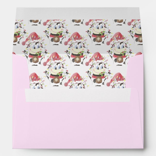 Snowbell la vache Happy Holidays enveloppe rose (Dos (Bas))
