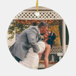 Snowberries - Our First Christmas Mr & Mrs Photo Ceramic Ornament