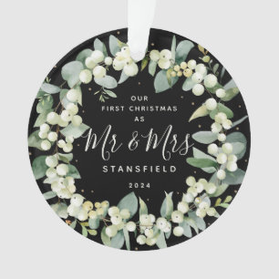 Snowberries - Our First Christmas Mr & Mrs Photo Ornament