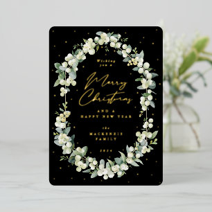 Snowberry+Eucalyptus Botanical Frame Christmas Foil Holiday Card