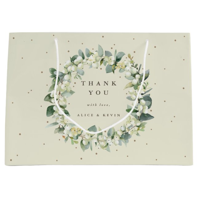 Snowberry+Eucalyptus Christmas/Holiday Thank You Large Gift Bag (Front)