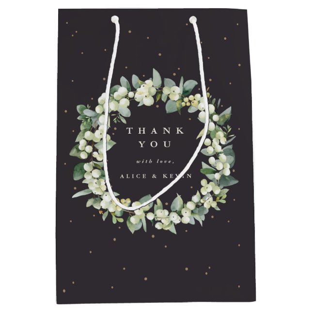 Snowberry+Eucalyptus Christmas/Holiday Thank You Medium Gift Bag (Front)
