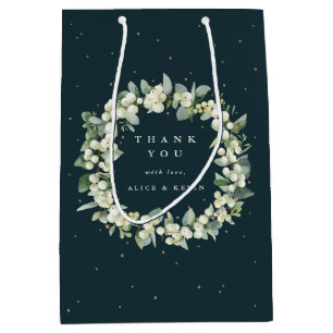 Snowberry+Eucalyptus Christmas/Holiday Thank You Medium Gift Bag