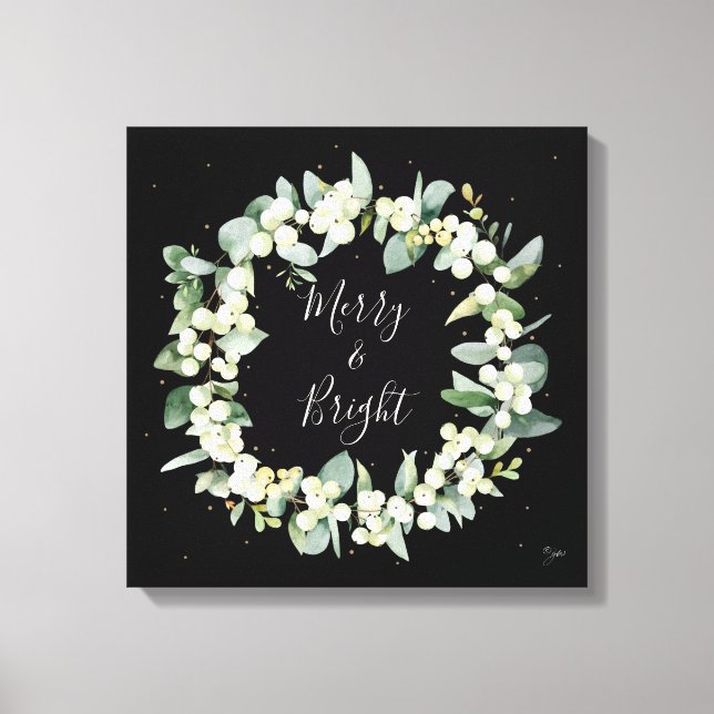 Snowberry+Eucalyptus Christmas Wreath Canvas Print (Front)