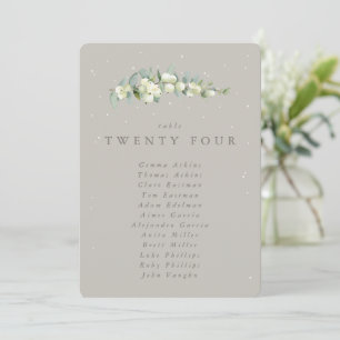 Snowberry+Eucalyptus Table Number Seating Card