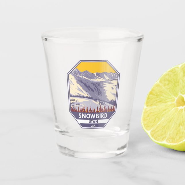 Snowbird Ski Area Winter Utah Shot Glass (Front)