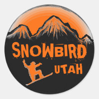 Snowbird Utah orange thème snowboard stickers