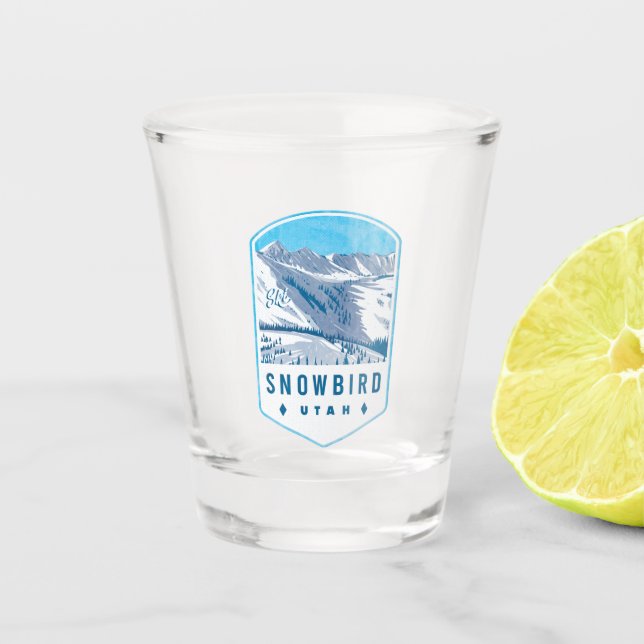 Snowbird Utah Ski Badge Shot Glass (Front)