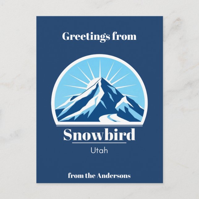 Snowbird Utah ski vacation blue Postcard (Front)