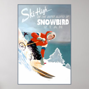 Snowbird Utah Travel Poster Wasatch Salt Lake Snow