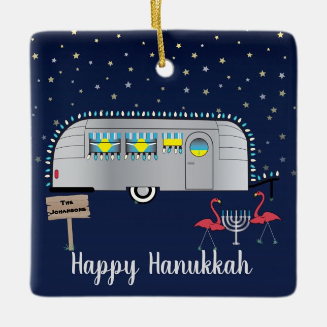 Snowbird's Hanukkah Ceramic Ornament (Front)