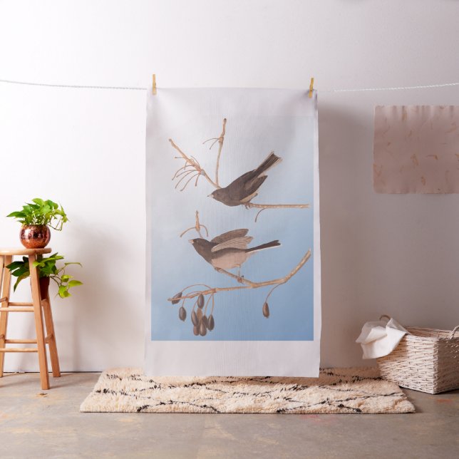 Snowbirds on a Bare Winter Branch Fabric (In Situ)