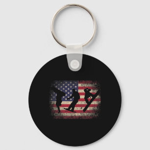 Snowboard 4th Of July Gift American Flag - Ski Sno Keychain