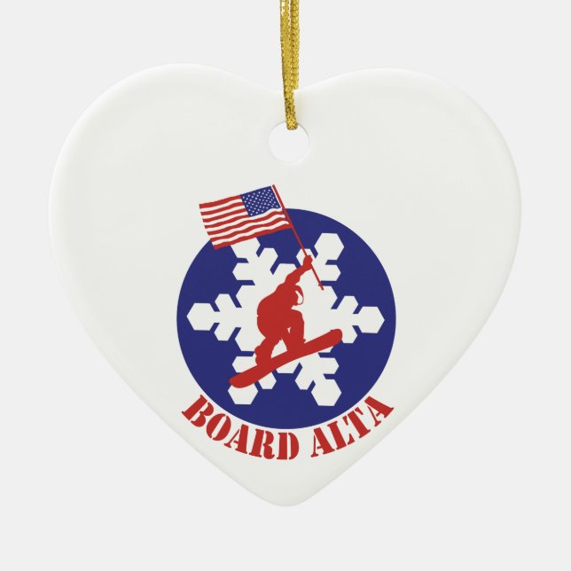Snowboard Alta Ceramic Ornament (Front)