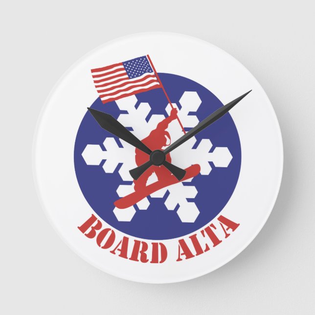 Snowboard Alta Round Clock (Front)