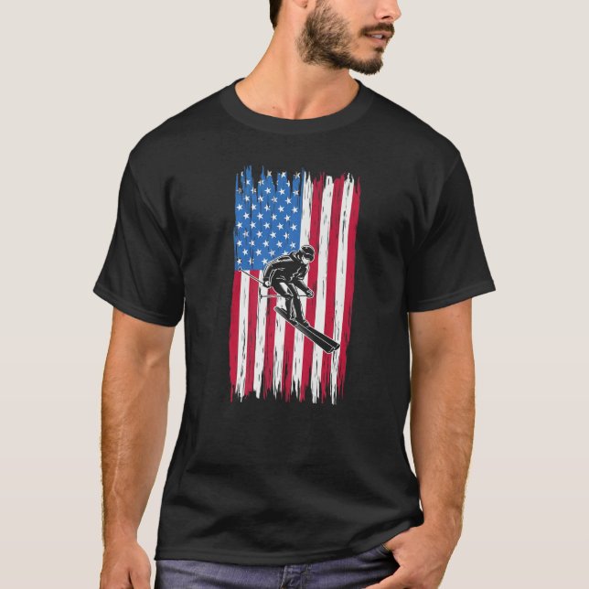 Snowboard American Flag Patriotic Snowboard Snowbo T-Shirt (Front)