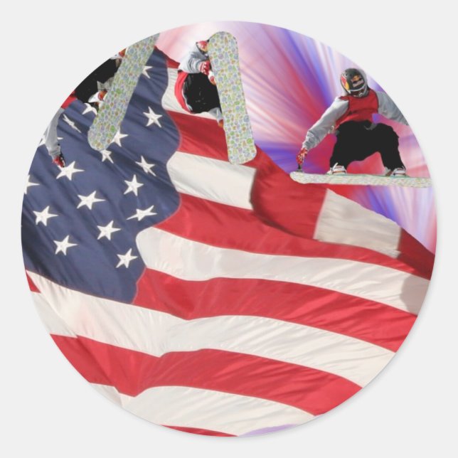 Snowboard American Flag Sticker (Front)