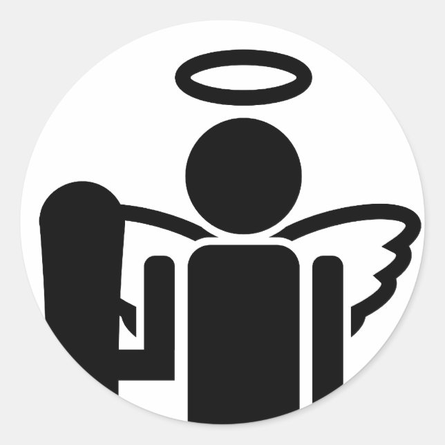 snowboard angel classic round sticker (Front)