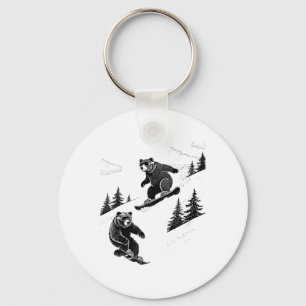 Snowboard Bears, Funny Wintersports, Ski Slope, Fu Keychain