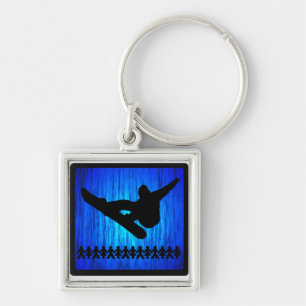 Snowboard Blue Zoom Keychain