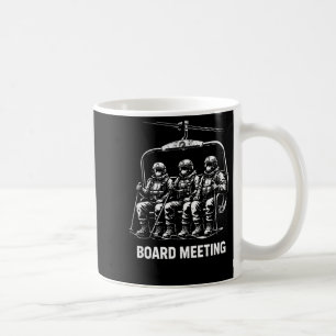 Snowboard board meeting ski lift skier winter coffee mug