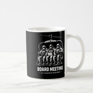 Snowboard board meeting ski lift skier winter coffee mug