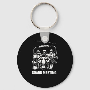 Snowboard board meeting ski lift skier winter keychain
