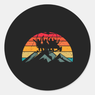 Snowboard Board Meeting Ski Lift Skier Winter Spor Classic Round Sticker
