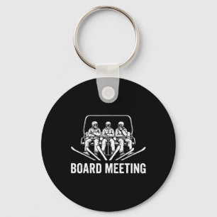 Snowboard Board Meeting Ski Lift Skier Winter Spor Keychain
