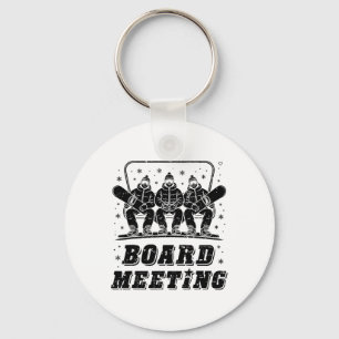 Snowboard Board Meeting Ski Lift Skier Winter Spor Keychain