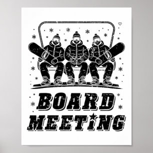 Snowboard Board Meeting Ski Lift Skier Winter Spor Poster
