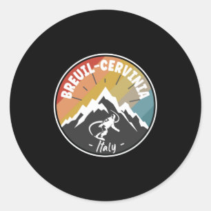 Snowboard Breuil-Cervinia Italy Classic Round Sticker