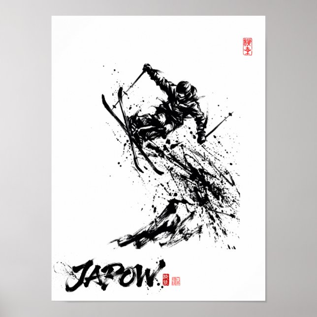 Snowboard Brush Art - Skier Jump Poster (Front)