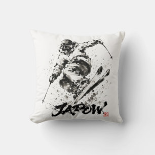 Snowboard Brush Art - Skier Light Throw Pillow