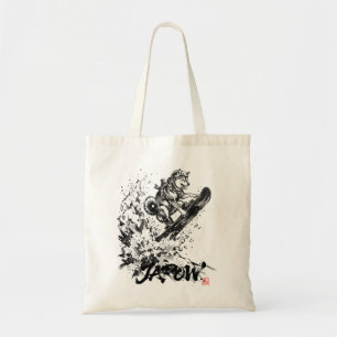 Snowboard Brush Art - Snowboarder cat Tote Bag