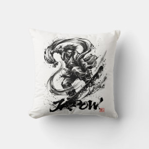 Snowboard Brush Art - Snowboarder Fujin God Throw Pillow