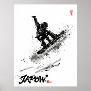 Snowboard Brush Art - Snowboarder Grab Poster