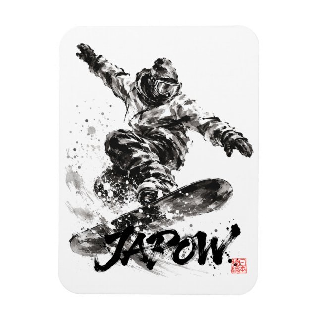 Snowboard Brush Art - Snowboarder Light Magnet (Vertical)