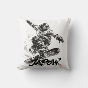Snowboard Brush Art - Snowboarder Light Throw Pillow