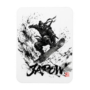 Snowboard Brush Art - Snowboarder Ninja Magnet
