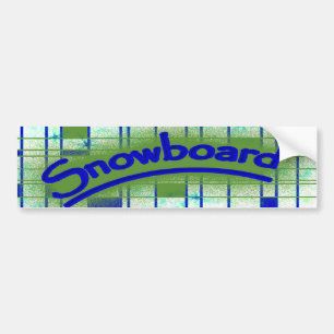 Snowboard Bumper Sticker Green Art Deco Design