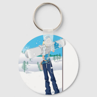 Snowboard Chick Keychain