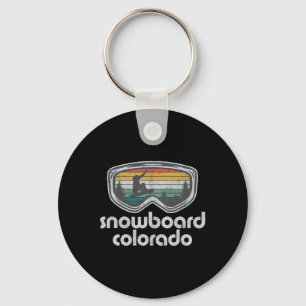Snowboard Colorado Mountain Resort Retro Snowboard Keychain