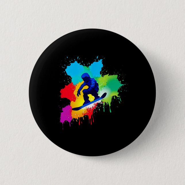 Snowboard Colour Explosion  2 Inch Round Button (Front)