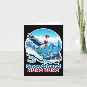 Snowboard Crane In Hong Kong Blue Skyline Card