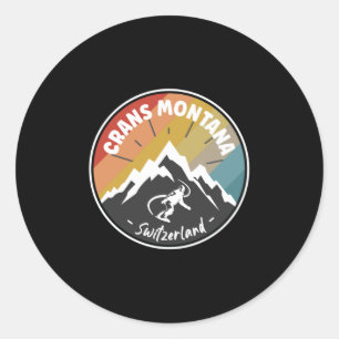 Snowboard Crans Montana Switzerland Classic Round Sticker