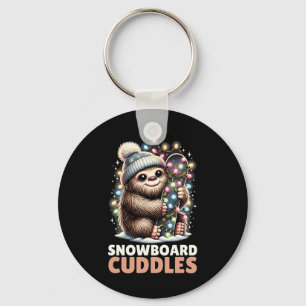 Snowboard Cuddles Christmas Lit Bigfoot Snowboardi Keychain